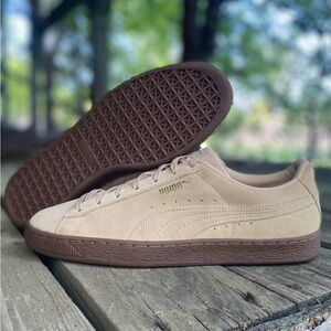 Puma Suede Low-Top Sneakers in Beige and Brown